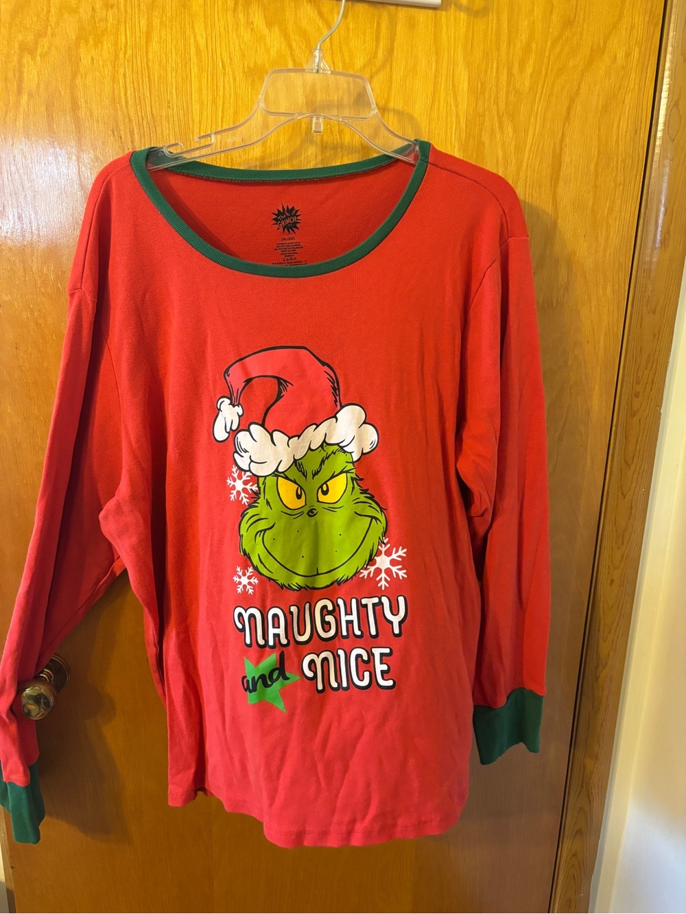 Kohl's Red Grinch 'Naughty and Nice' Women's Long-Sleeve Pajama Top